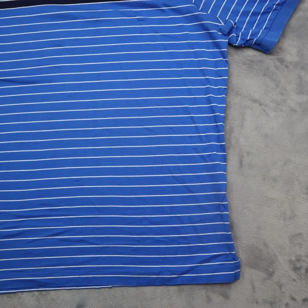 Polo Shirt Mens XL Blue Striped Ralph Lauren Moisture Management Pima Rugby Golf